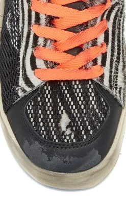 Golden Goose Stardan Zebra-Print Calf Hair And Leather Sneakers -Lady Fashion Store golden goose black white stardan zebra print calf hair and leather sneakers 4