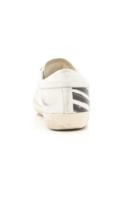 Golden Goose Superstar Striped Leather And Suede Sneakers -Lady Fashion Store golden goose black white superstar striped leather and suede sneakers 2