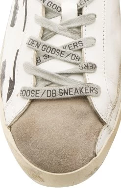 Golden Goose Superstar Striped Leather And Suede Sneakers -Lady Fashion Store golden goose black white superstar striped leather and suede sneakers 4