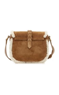 Golden Goose Small Rodeo Shearling-Trimmed Suede Crossbody Bag -Lady Fashion Store golden goose brown rodeo bag small merino and suede body 3