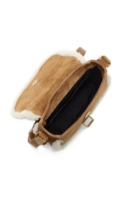 Golden Goose Small Rodeo Shearling-Trimmed Suede Crossbody Bag -Lady Fashion Store golden goose brown rodeo bag small merino and suede body 4