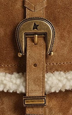 Golden Goose Small Rodeo Shearling-Trimmed Suede Crossbody Bag -Lady Fashion Store golden goose brown rodeo bag small merino and suede body 5