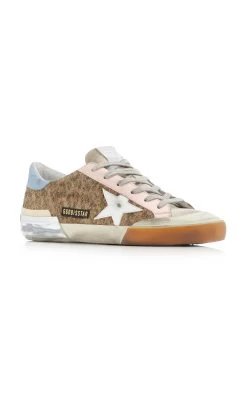 Golden Goose Super-Star Penstar Leopard-Print Suede And Leather Sneakers -Lady Fashion Store golden goose brown super star penstar leopard print suede and leather sneakers 5