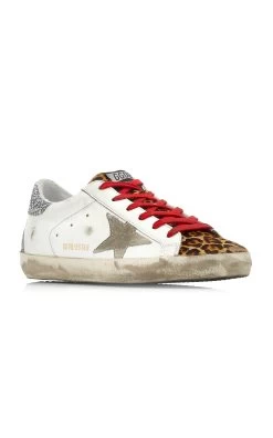 Golden Goose Superstar Suede And Leopard Leather Sneakers -Lady Fashion Store golden goose multi superstar suede star leopard detail sneaker 3