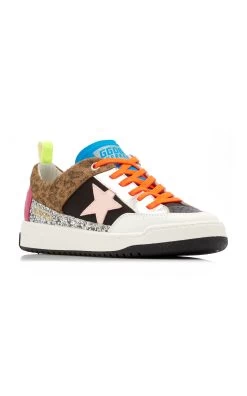 Golden Goose Yeah Leopard-Print Suede And Glittered Sneakers -Lady Fashion Store golden goose multi yeah leopard print suede and glittered sneakers 3
