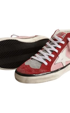 Golden Goose Mid Star Leather Sneakers -Lady Fashion Store golden goose pink mid star leather upper and star suede toe and spur trims wave 3