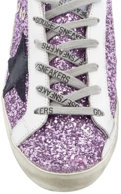 Golden Goose Super-Star Glittered Leather Sneakers -Lady Fashion Store golden goose purple super star glitter upper suede star pois horsy heel 4
