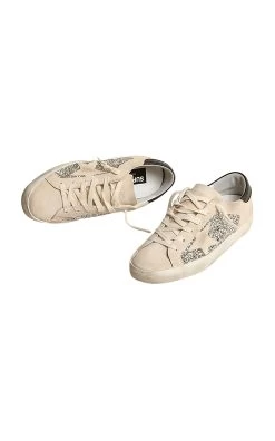 Golden Goose Super-Star Glittered Suede Sneakers -Lady Fashion Store golden goose silver super star glitter and suede upper suede toe and star nappa heel 2