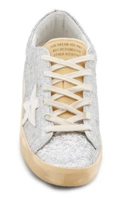 Golden Goose Superstar Metallic And Leather Sneakers -Lady Fashion Store golden goose silver super star lurex pagliuzza fabric upper and heel foam toungue leather star 2