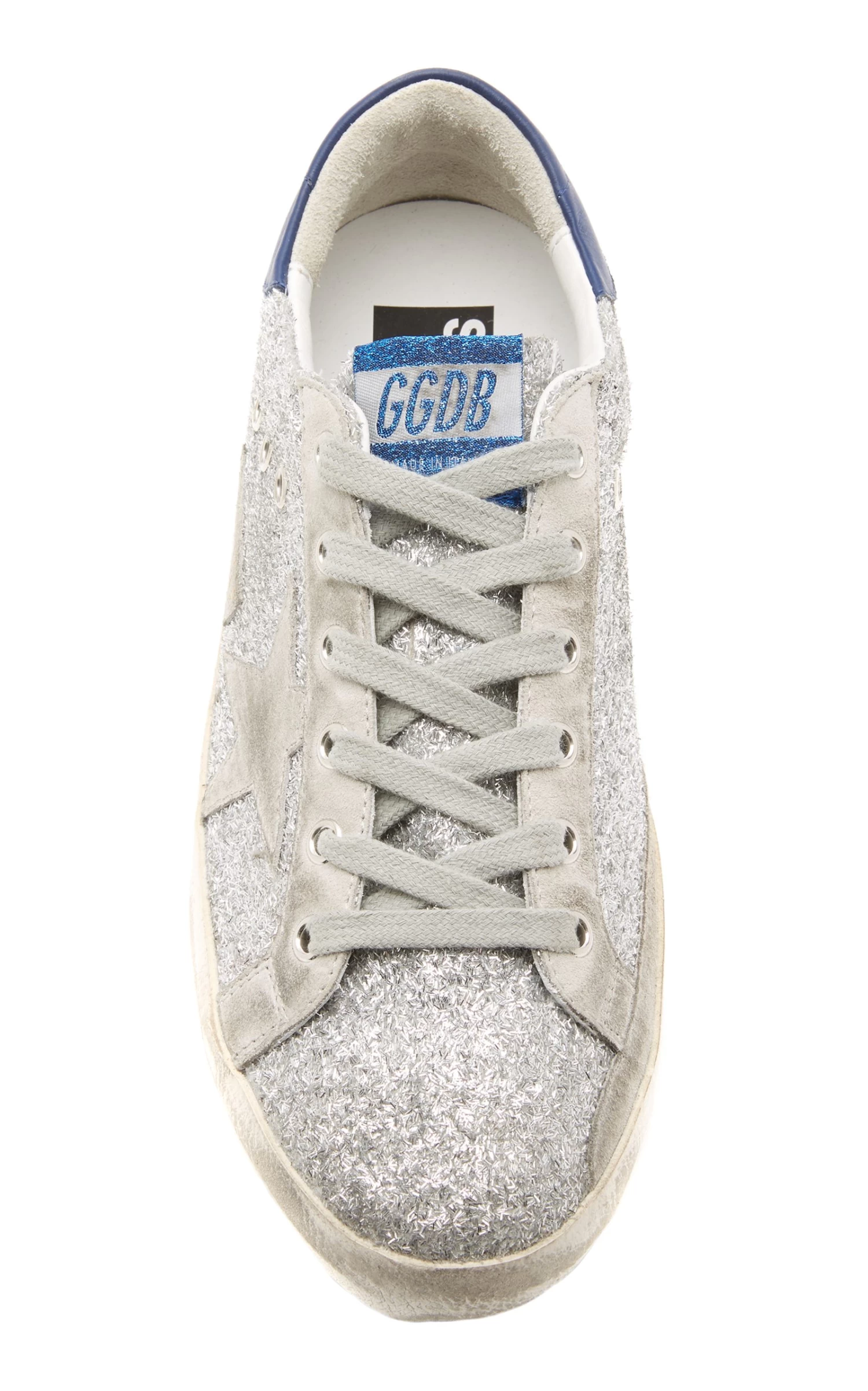 Golden Goose Superstar Glittered Distressed Leather And Suede Sneakers 4 Golden Goose Superstar Glittered Distressed Leather And Suede Sneakers - Image 2