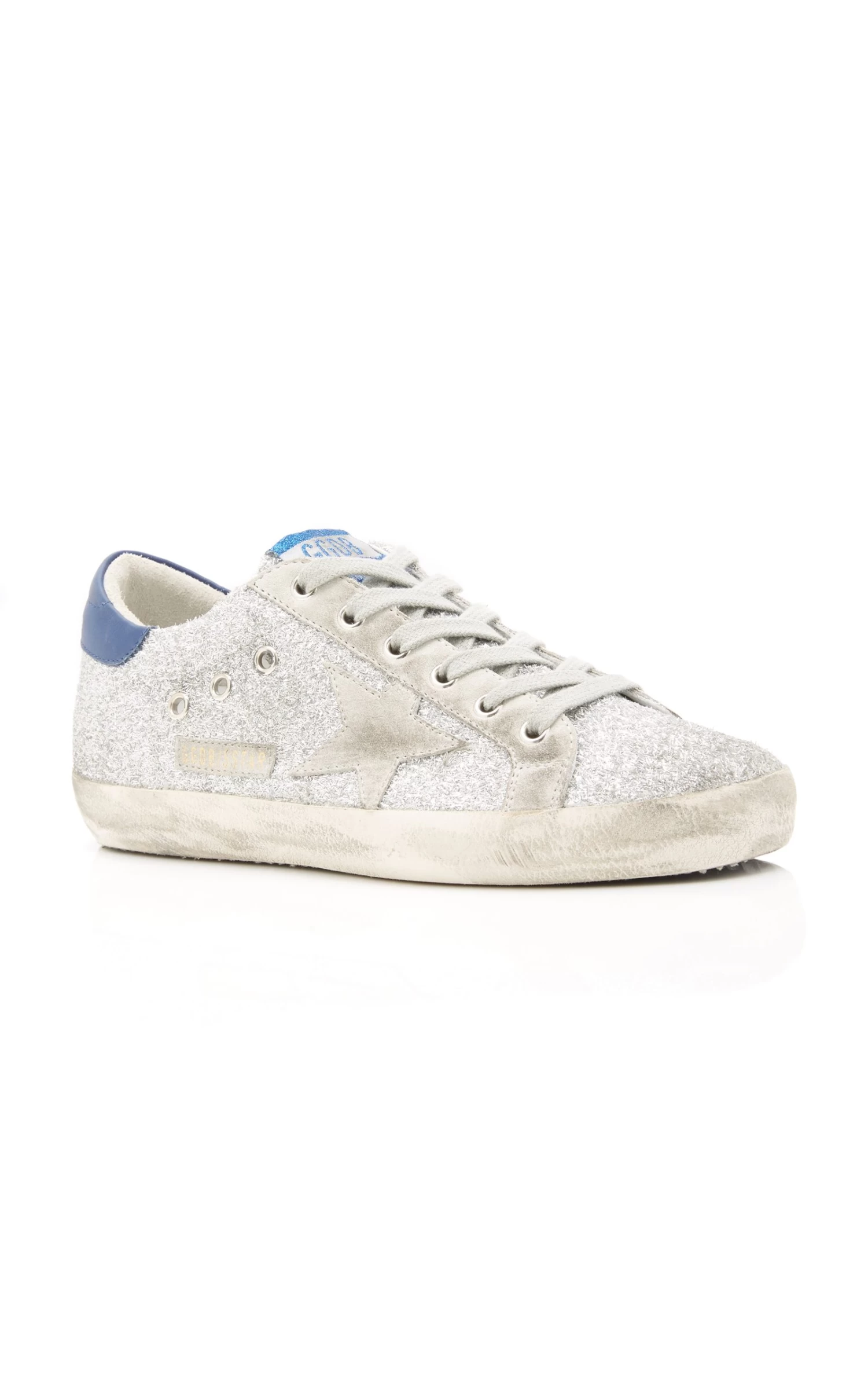Golden Goose Superstar Glittered Distressed Leather And Suede Sneakers 6 Golden Goose Superstar Glittered Distressed Leather And Suede Sneakers - Image 4