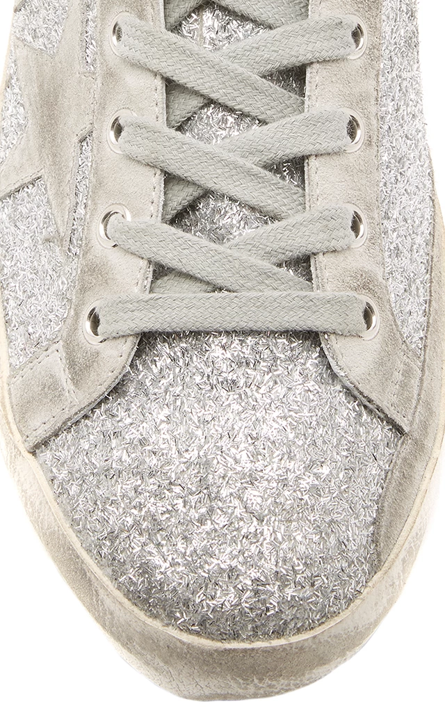 Golden Goose Superstar Glittered Distressed Leather And Suede Sneakers 7 Golden Goose Superstar Glittered Distressed Leather And Suede Sneakers - Image 5