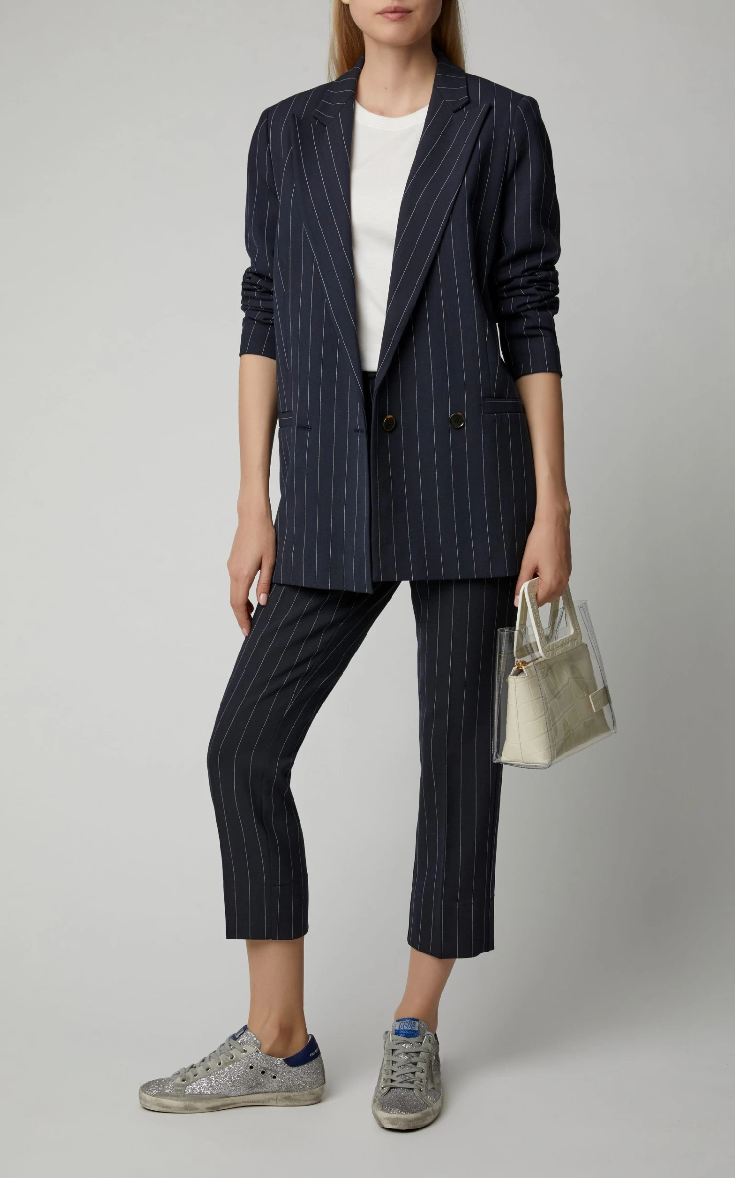 Golden Goose Superstar Glittered Distressed Leather And Suede Sneakers 3 Golden Goose Superstar Glittered Distressed Leather And Suede Sneakers