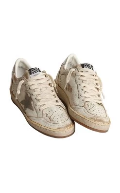 Golden Goose Ballstar Leather Sneakers -Lady Fashion Store golden goose white ballstar vintage leather upper and spur suede star laminated heel 2