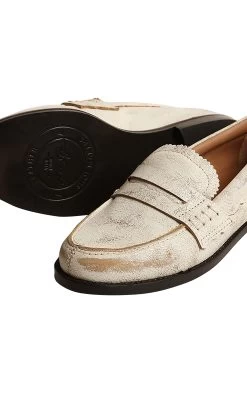 Golden Goose Jerry Leather Slippers 9 Golden Goose Jerry Leather Slippers -Lady Fashion Store golden goose white jerry mocassino vintage leather upper 3