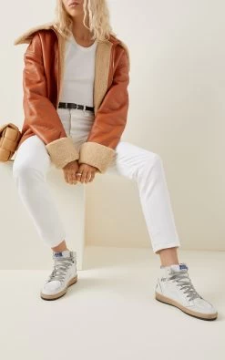 Golden Goose Sky Star Glitter-Embellished Leather Sneakers