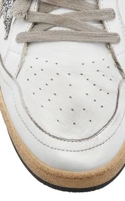 Golden Goose Sky Star Glitter-Embellished Leather Sneakers -Lady Fashion Store golden goose white sky star glitter embellished leather sneakers 4
