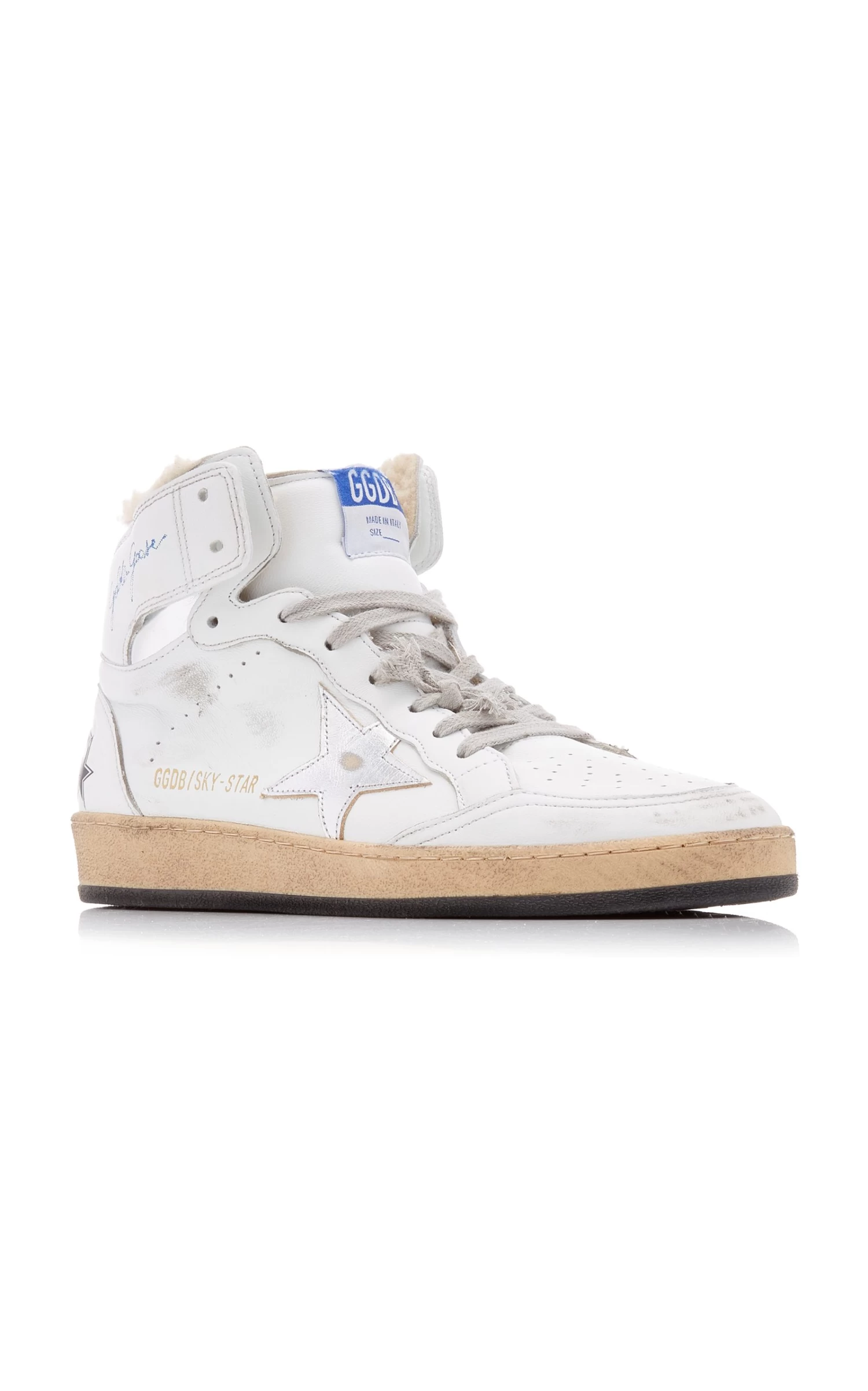 Golden Goose Sky Star Shearling-Trimmed Leather Sneakers 5 Golden Goose Sky Star Shearling-Trimmed Leather Sneakers - Image 3