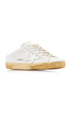 Golden Goose Super-Star Sabot Leather Slip-On Sneakers -Lady Fashion Store golden goose white super star sabot leather upper laminated star metal lettering 2
