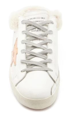 Golden Goose Superstar Shearling-Lined Leather Slip-On Sneakers -Lady Fashion Store golden goose white super star sabot leather upper laminated star shearling lining flowers embossed foxing 1