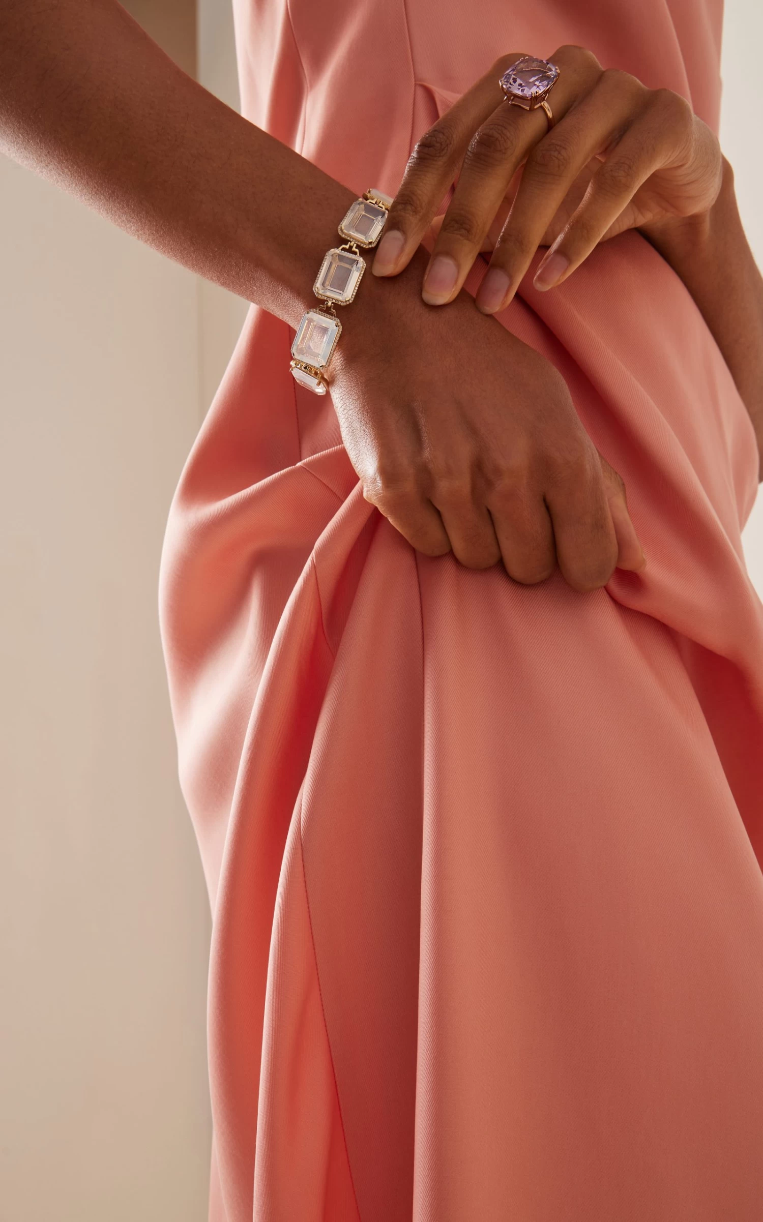 18K Yellow Gold Moon Quartz And Diamond Bracelet 3 18K Yellow Gold Moon Quartz And Diamond Bracelet