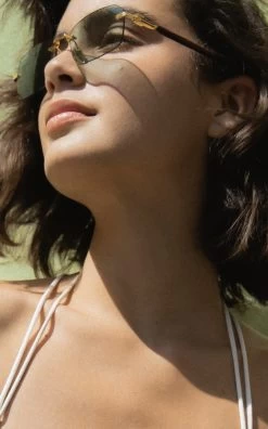 Gucci Street GG Narrow Rectangular-Frame Metal Sunglasses