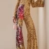 Exclusive Classic Sequin Jumpsuit -Lady Fashion Store halpern gold exclusive classic jumpsuit