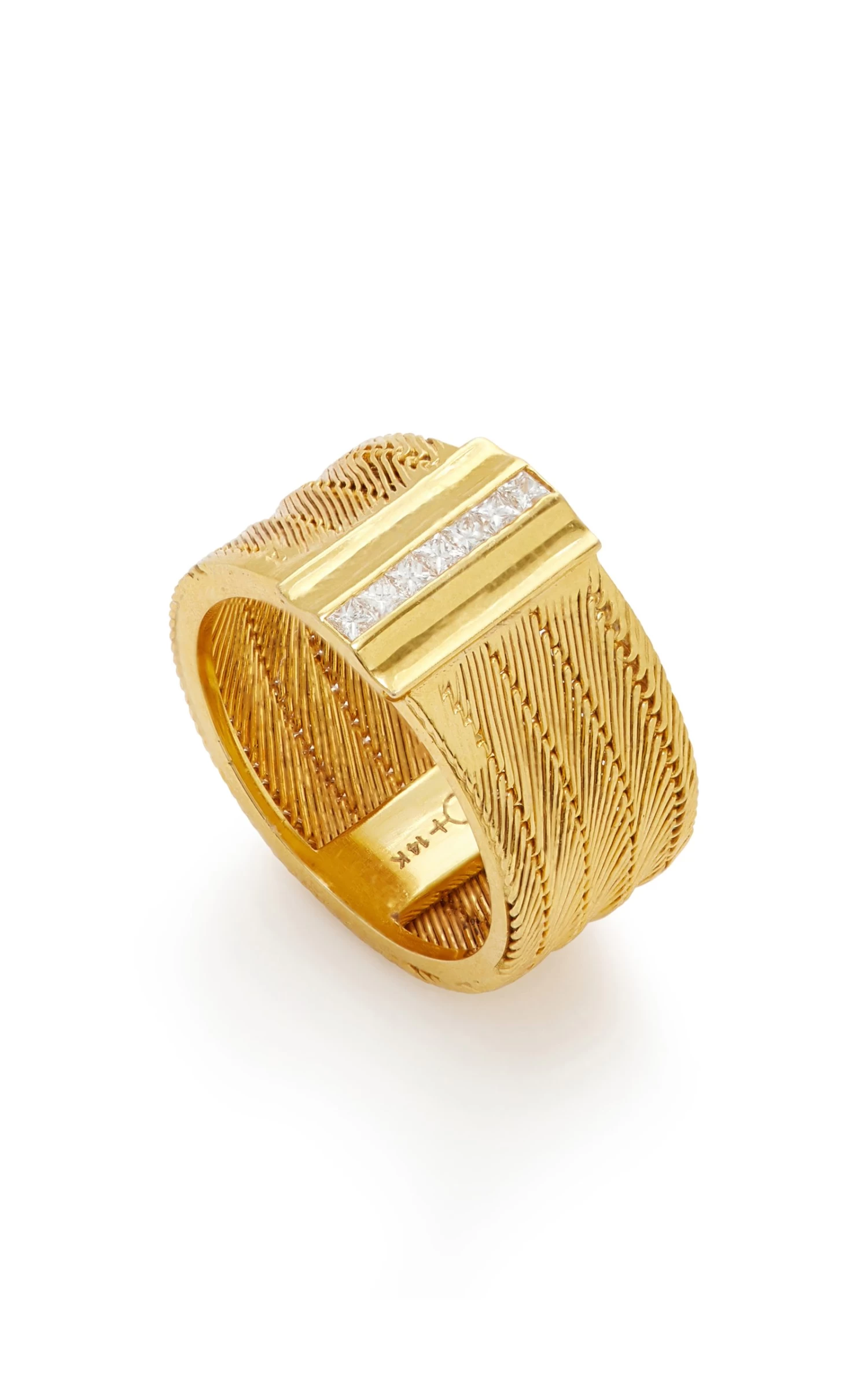 Five Line 14K Yellow Gold Diamond Ring 5 Five Line 14K Yellow Gold Diamond Ring - Image 3