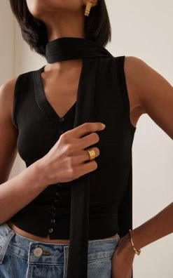 Five Line 14K Yellow Gold Diamond Ring