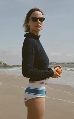 Exclusive Striped Cotton-Blend Boy Shorts