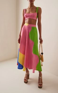 Exclusive Printed Linen Maxi Skirt -Lady Fashion Store house of aama multi exclusive printed linen maxi skirt 1