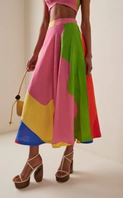 Exclusive Printed Linen Maxi Skirt -Lady Fashion Store house of aama multi exclusive printed linen maxi skirt 2