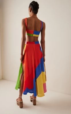 Exclusive Printed Linen Maxi Skirt -Lady Fashion Store house of aama multi exclusive printed linen maxi skirt 3