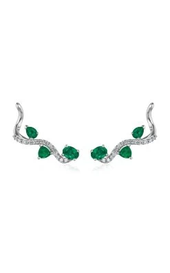 Mirage 18K White Gold Diamonds, Emerald Earrings
