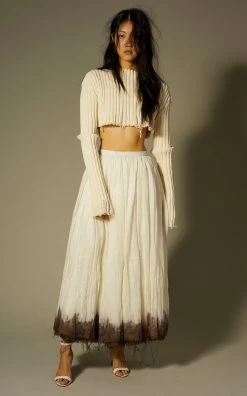 Asa Dip-Dyed Linen Maxi Skirt -Lady Fashion Store interior white asa dip dyed linen maxi skirt 2