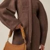 Jacquemus Le Bisou Doux Shearling-Trimmed Suede Bag -Lady Fashion Store jacquemus brown le bisou doux
