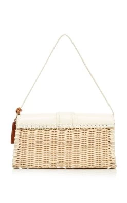 Jacquemus Le Bambino Long Leather And Rattan Bag -Lady Fashion Store jacquemus ivory le bambino long osier 2