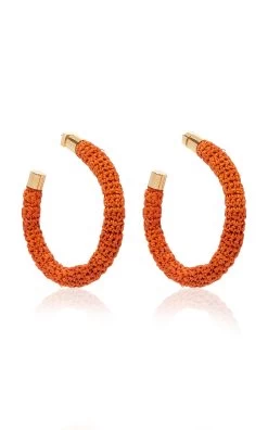 Jacquemus Les Creoles Raffia Hoop Earrings -Lady Fashion Store jacquemus orange les creoles raphia 3