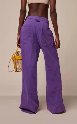 Jacquemus Banha Pleated Twill Wide-Leg Pants -Lady Fashion Store jacquemus purple le pantalon banha 2