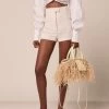 Jacquemus Areia High-Rise Linen-Blend Shorts -Lady Fashion Store jacquemus white le short areia