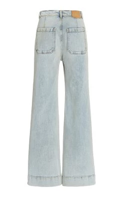 St Monica Stretch High-Rise Flared-Leg Jeans 7 St Monica Stretch High-Rise Flared-Leg Jeans -Lady Fashion Store jeanerica light wash st monica jeans 2
