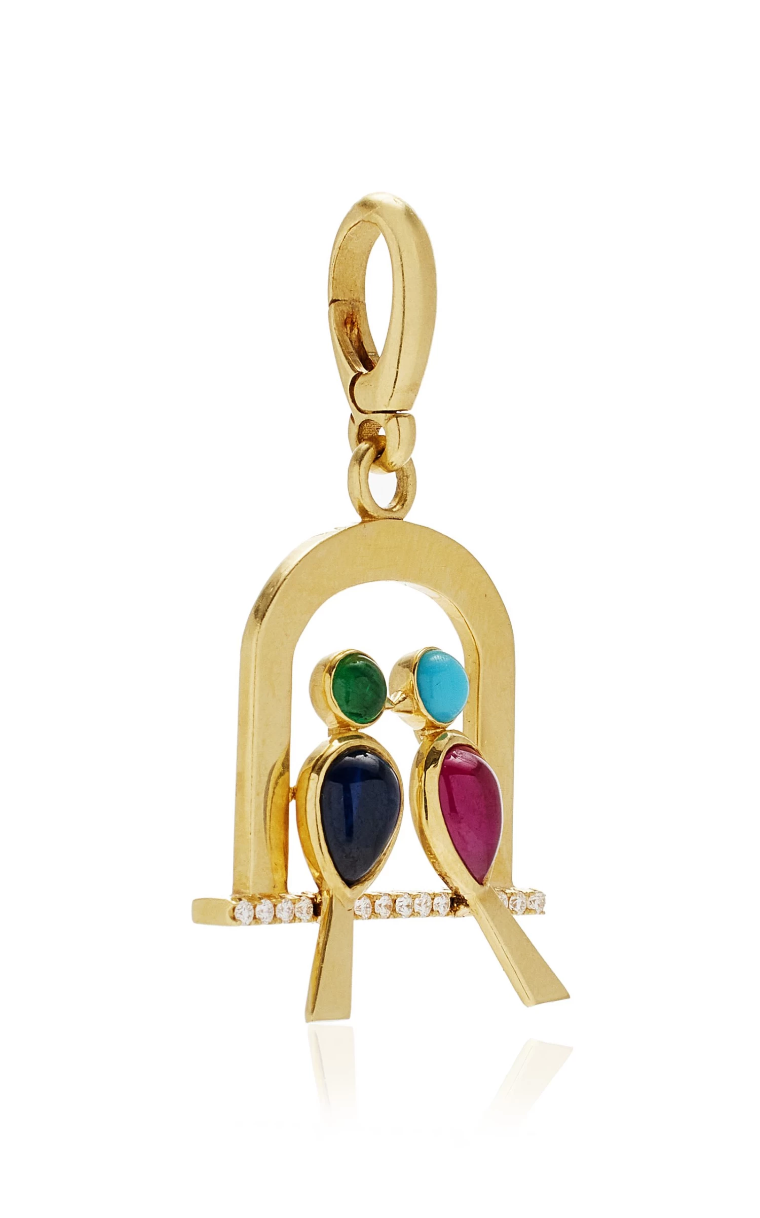 The Rainbow Love Birds 18K Yellow Gold And Multi-Stone Charm 4 The Rainbow Love Birds 18K Yellow Gold And Multi-Stone Charm - Image 2