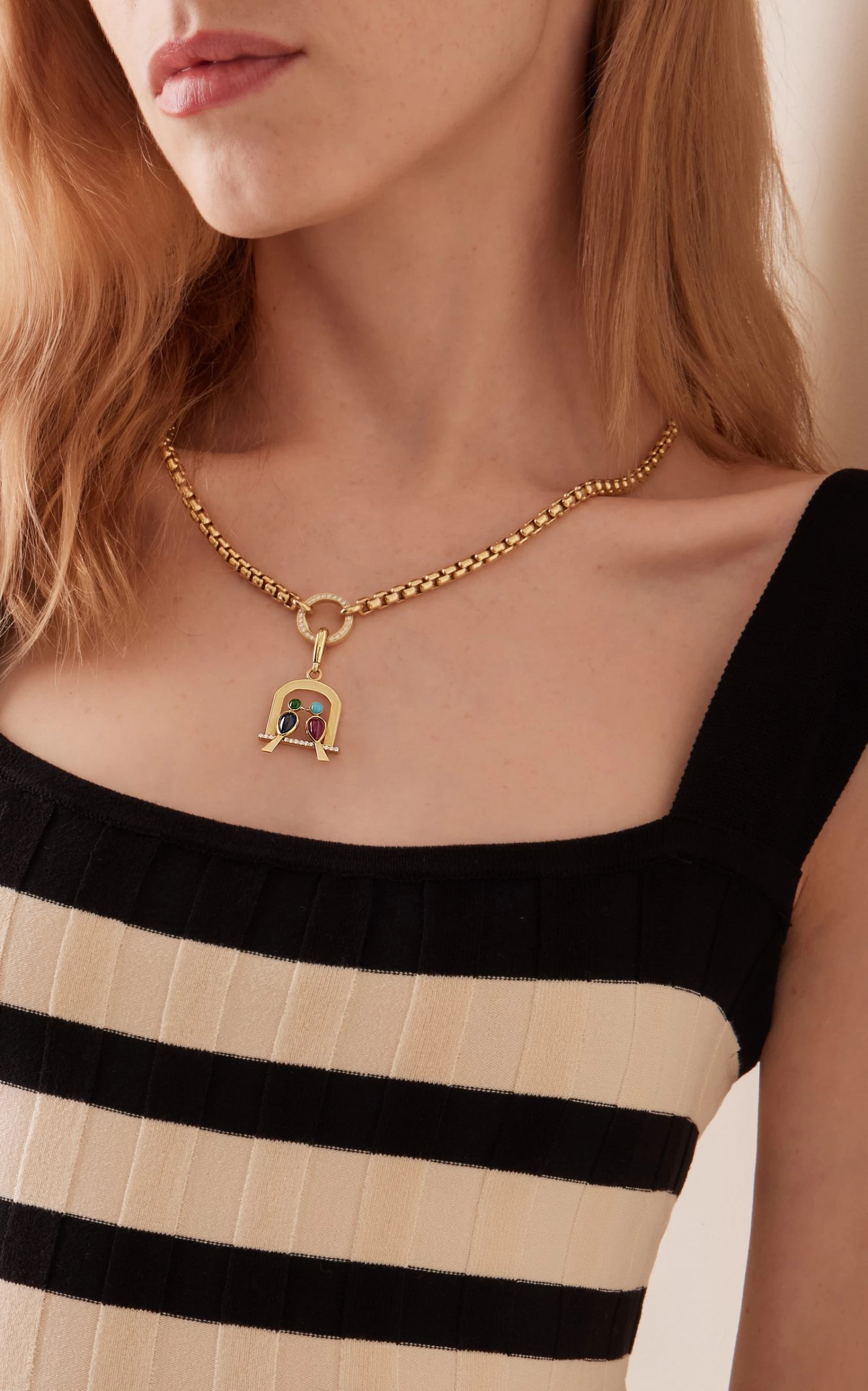 The Rainbow Love Birds 18K Yellow Gold And Multi-Stone Charm 3 The Rainbow Love Birds 18K Yellow Gold And Multi-Stone Charm