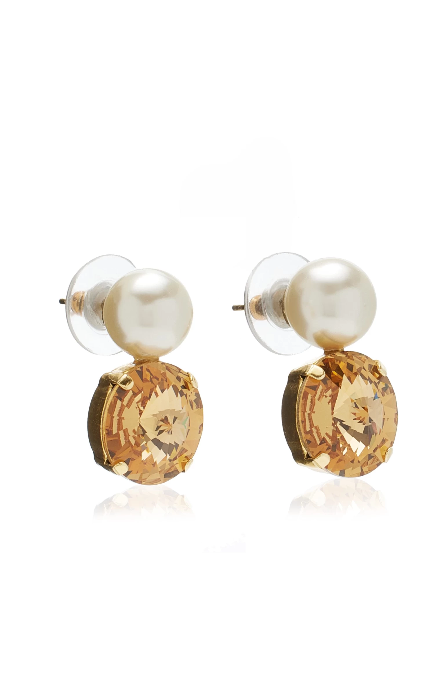 Demi Gold-Plated Crystal, Pearl Earrings 4 Demi Gold-Plated Crystal, Pearl Earrings - Image 2