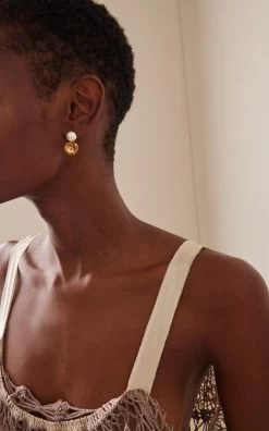 Demi Gold-Plated Crystal, Pearl Earrings