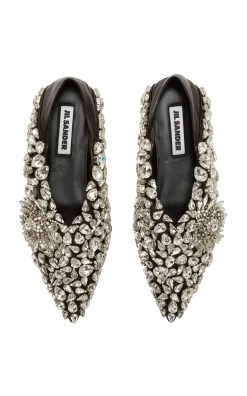 Jil Sander Ballet Crystal Flats -Lady Fashion Store jil sander black ballet crystal flats 2