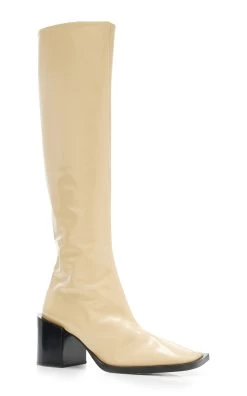 Jil Sander Abrasivato Leather Knee Boots 9 Jil Sander Abrasivato Leather Knee Boots -Lady Fashion Store jil sander neutral abrasivato goat leather knee boot 3