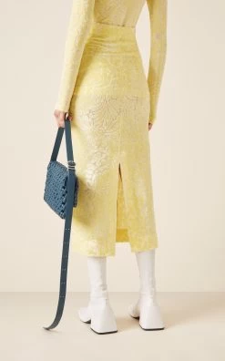 Jil Sander Stretch Velvet Midi Skirt -Lady Fashion Store jil sander yellow stretch velvet midi skirt 2