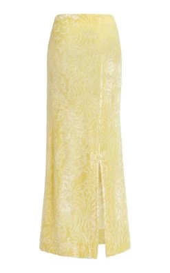 Jil Sander Stretch Velvet Midi Skirt -Lady Fashion Store jil sander yellow stretch velvet midi skirt 3
