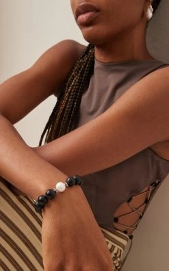 Onyx And Pearl Bracelet